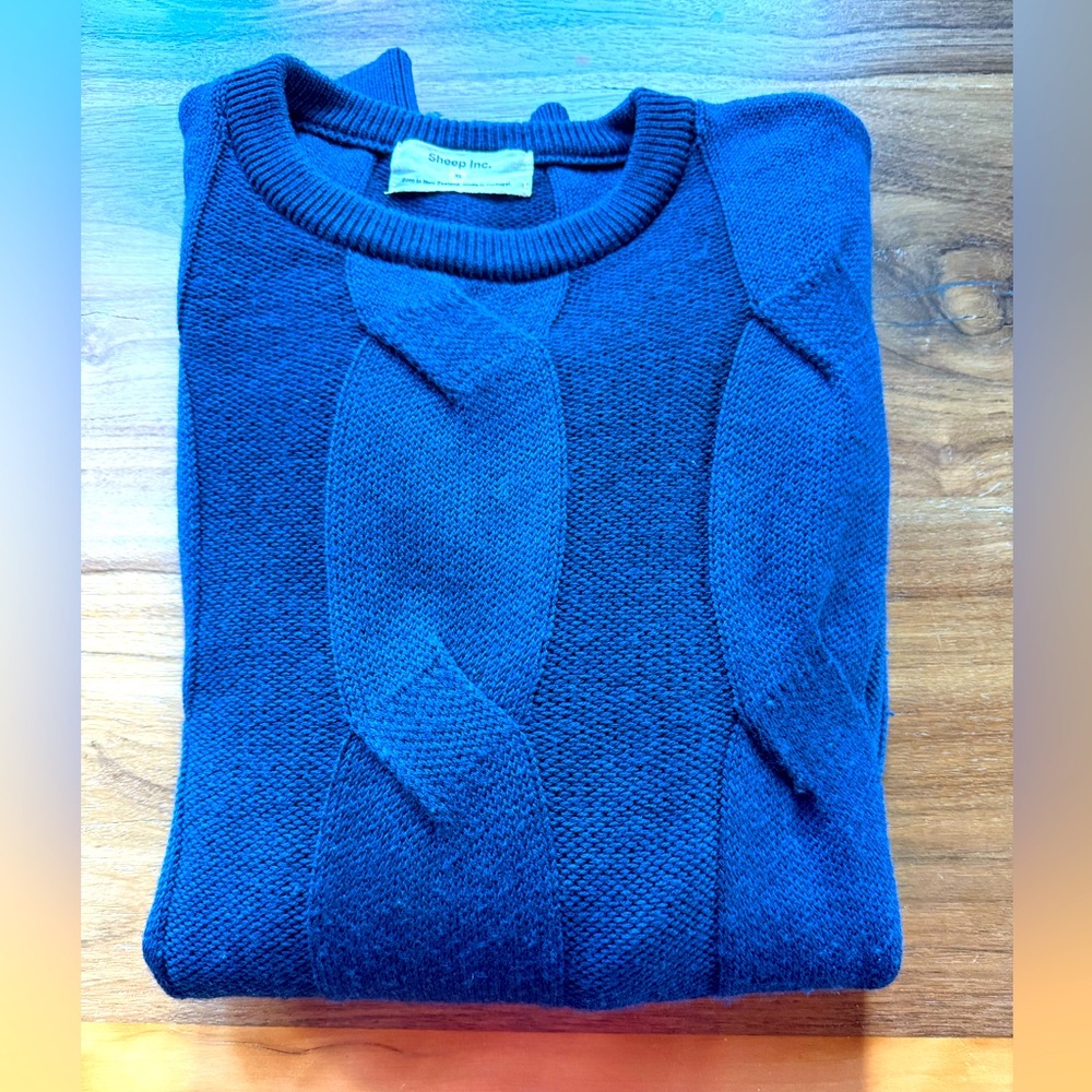 Sheep Inc. Men’s Cable Crewneck Sweater - 100% Merino Wool